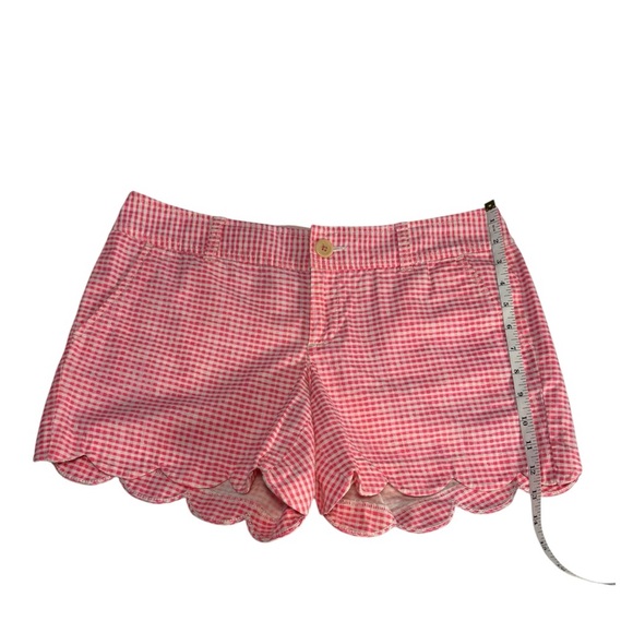 Lilly Pulitzer Buttercup Scallop Shorts Pink Gingham Women’s Size 8 Preppy - Picture 8 of 13
